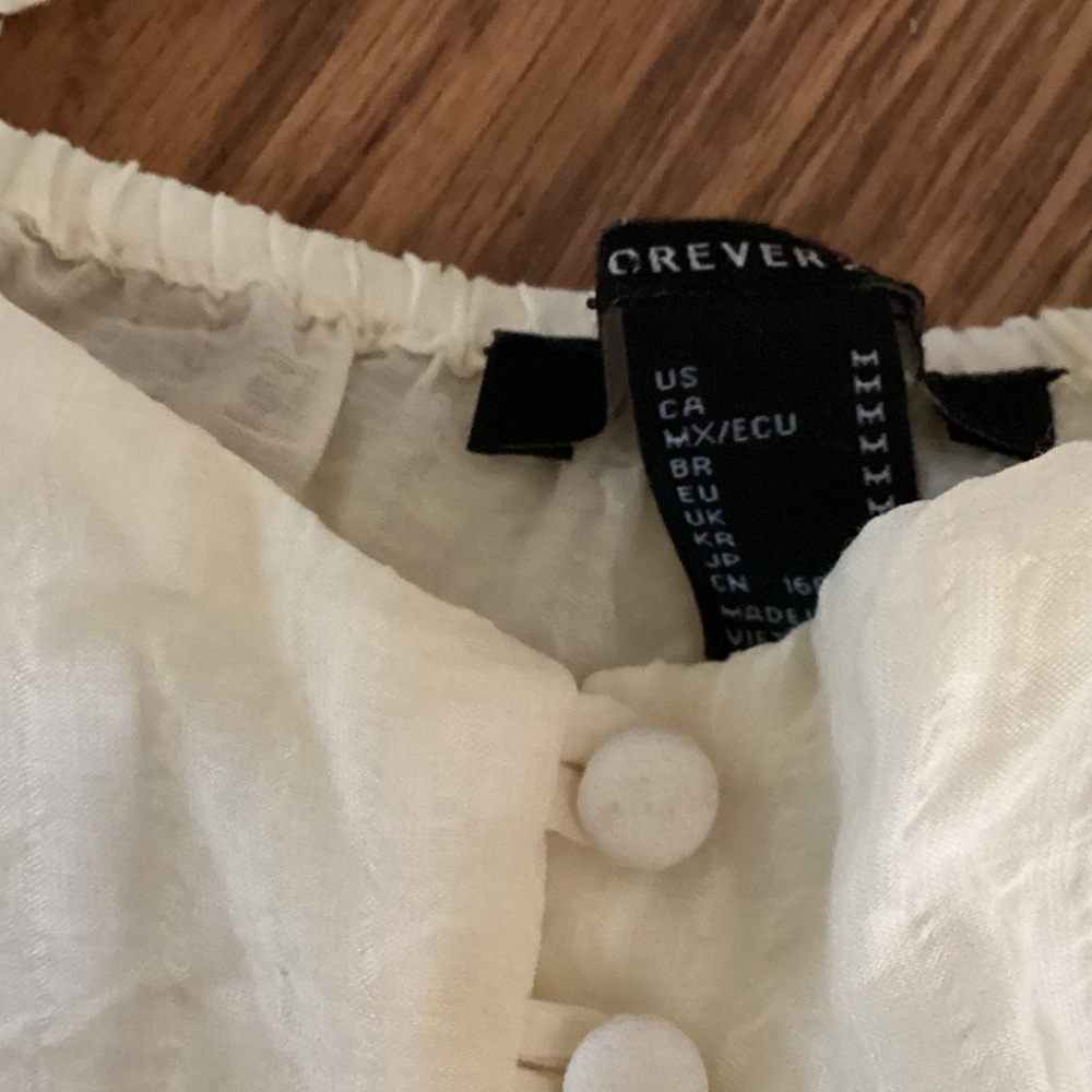 Forever 21 Cream Ruffle-Hem Spaghetti Strap Mini Dress - Picture 2 of 5